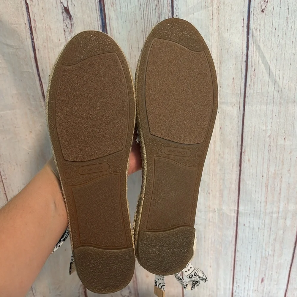 NWOT Nine West Mage Blue Bandana Tie Up Espadrille